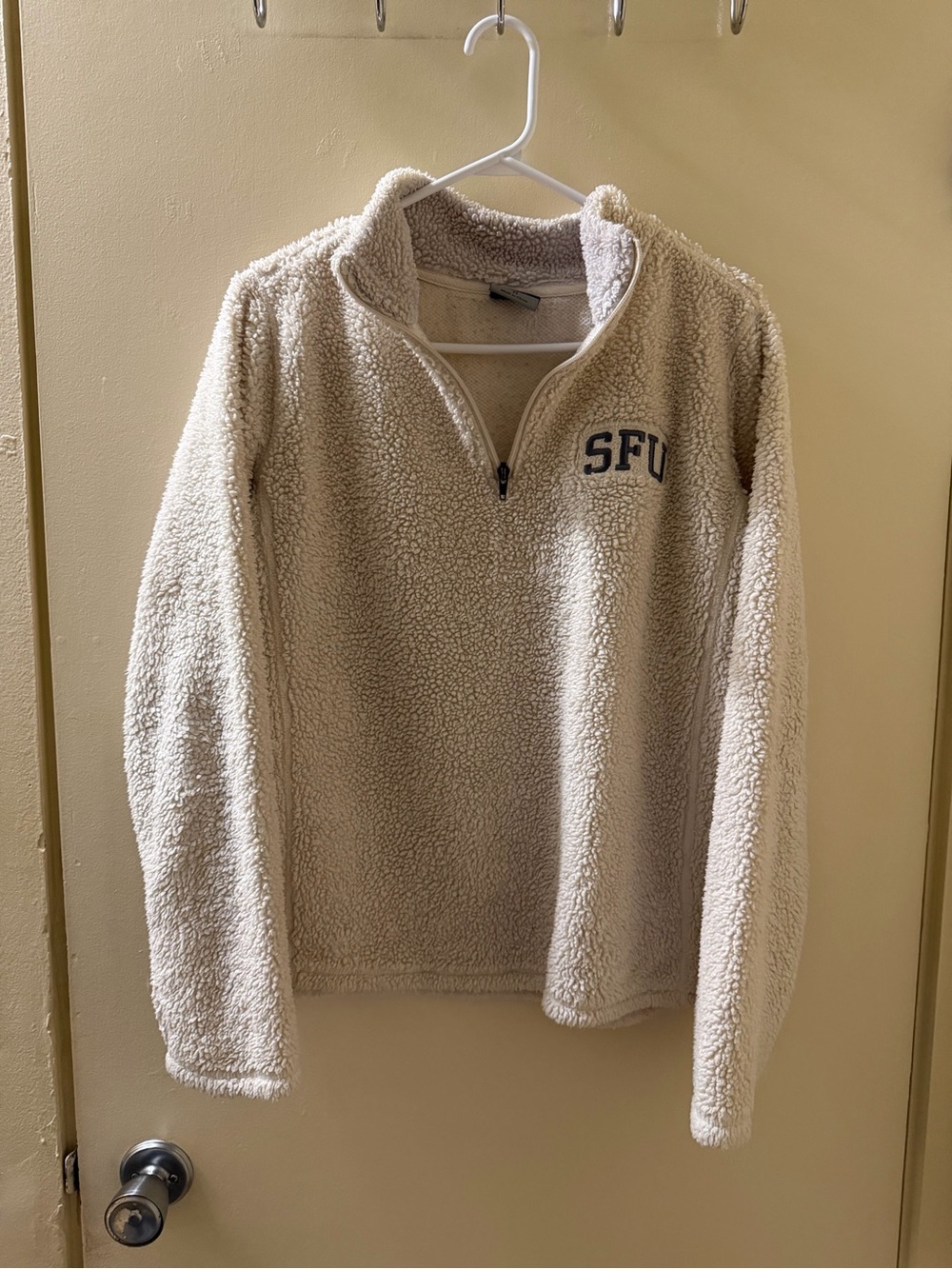 MV Sport Cream Sherpa Zip-Up Pullover Sweater